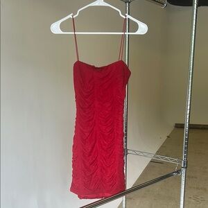 Elegant Red Ruched Dress